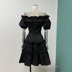 Lizakosht Popular French minority wears a strong and slim cotton one-shoulder waist dress.