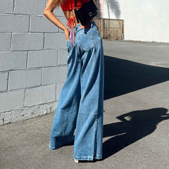 Lizakosht Y2K Baggy Jeans Straight Wide Leg Cargo Denim Pants Womens High Waisted Trousers with Pockets Grunge Streetwear