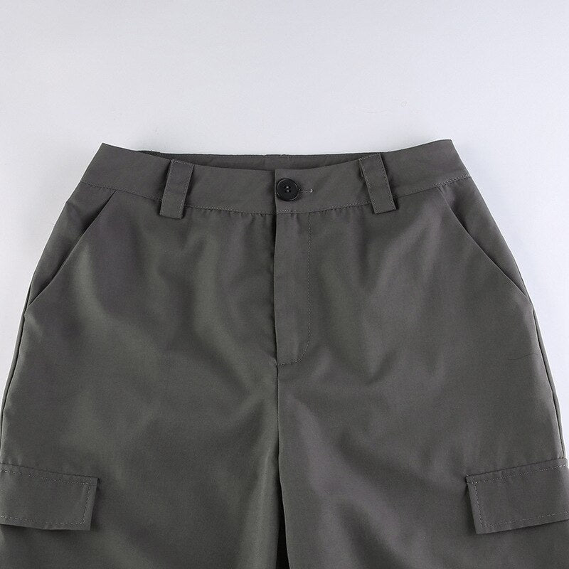 OL Formal Suit Cargo Pants Women Grey Loose Wide Leg Straight Trousers 90S Unisex Pants Office Lady Work Bottoms Casual Clothes