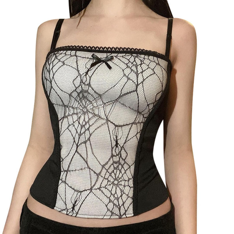 Lizakosht Summer Women's Sexy Lace Suspender Spider Web Bra Top