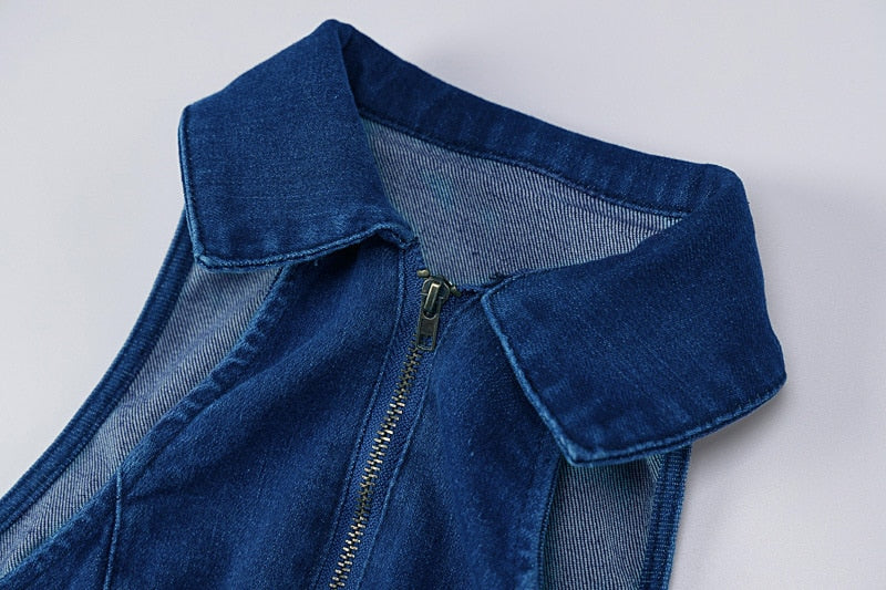 Lizakosht Weird Puss Cotton Elegant Denim Jumpsuit Women Sleeveless Zipper Fashion Hipster Casual High Street Wide Legs Activewear Outfits