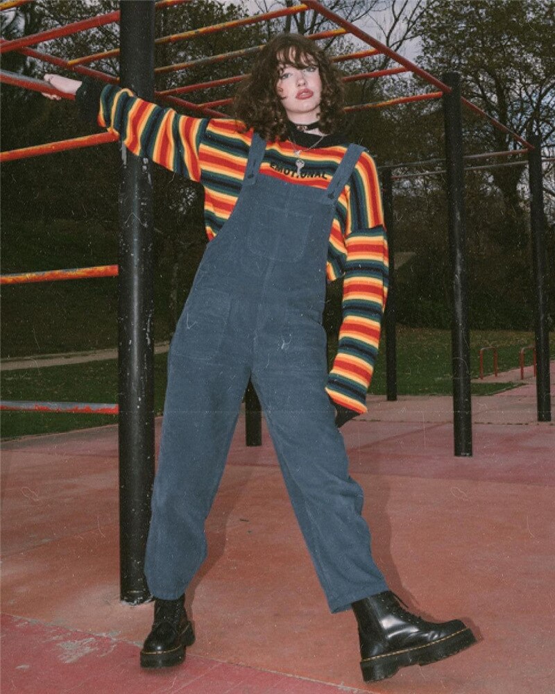 Lizakosht Autumn Women Knitted Sweater Y2K Rainbow Striped Sweater Embroidery Letter Knitwear Pullover Tops Loose oversized sweater jumper