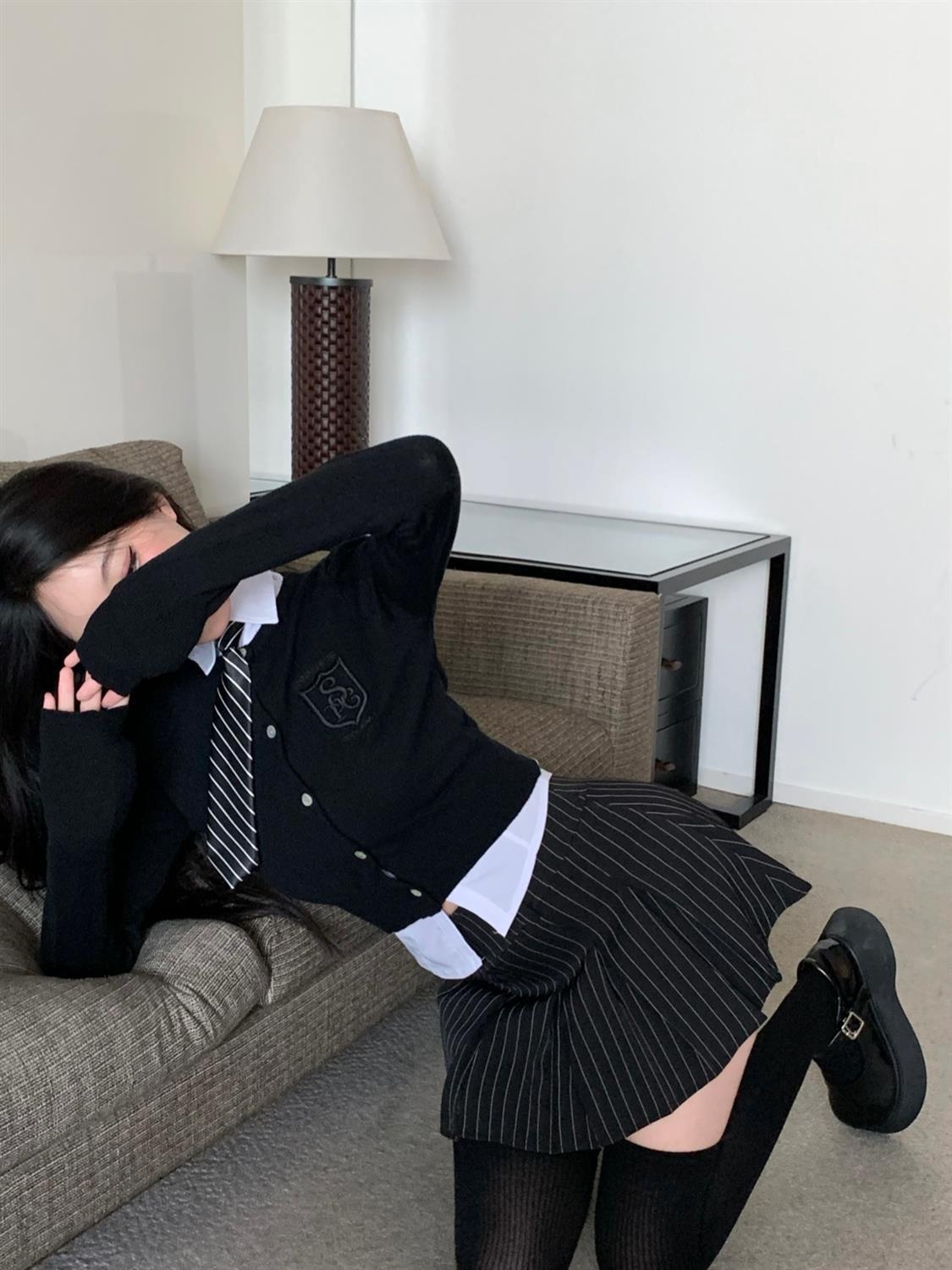 Vintage Preppy Style Striped Pleated Skirt Women Sexy Cute Korean Fashion High Waist Y2K 90s A-line Black Mini Skirts