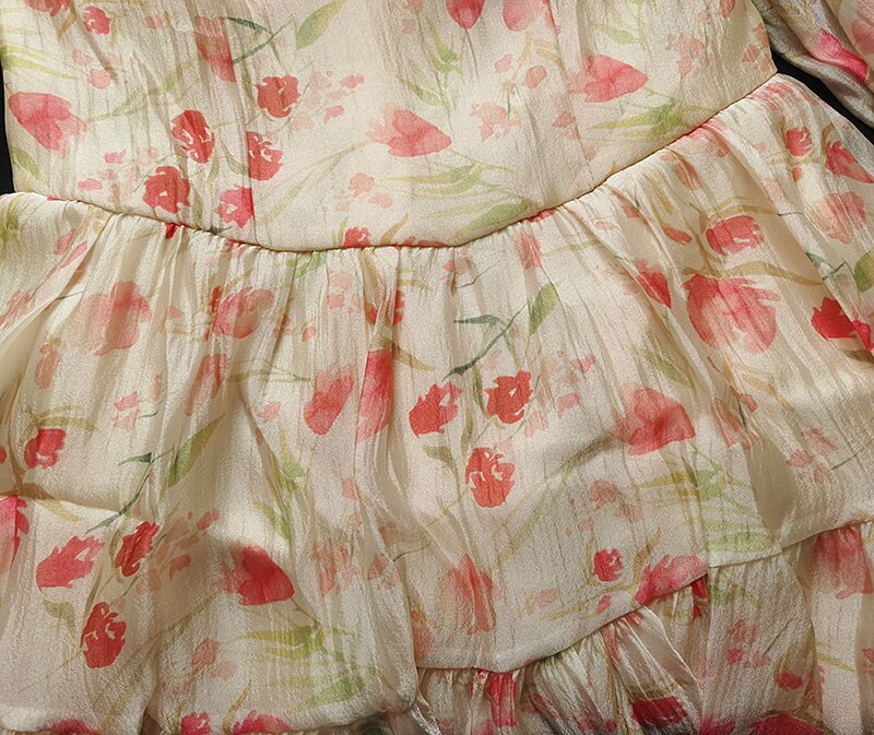 Holiday Chiffon Floral Dress Long Sleeve Women Summer Dress Oversized Off Shoulder Sexy High Waist Sweet Mini Beach Dress