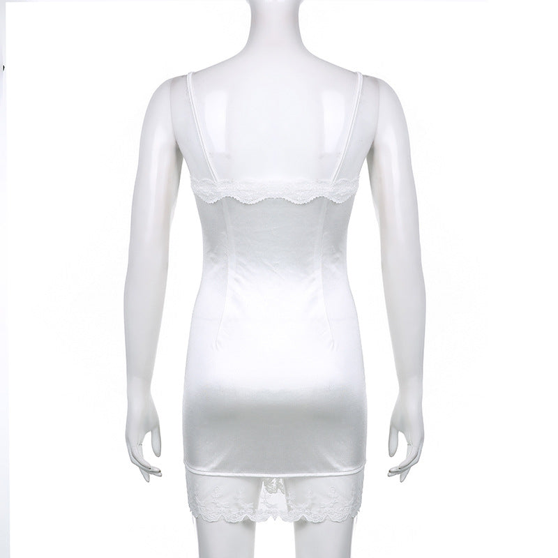 Lizakosht  2022 New Ladies Dress Women's Lace Sling Dress Sexy Slim Perspective Dress