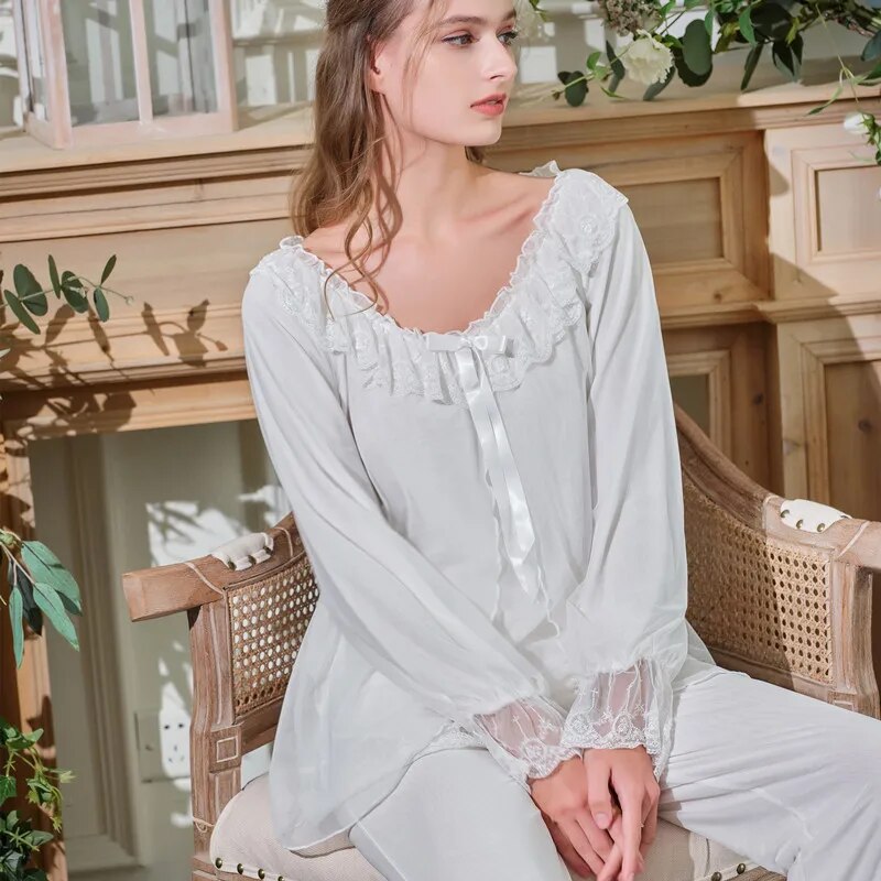 Lizakosht New Pajamas Set Casual Sleepwear 2PCS Shirt&Pants Lounge Wear Women Modal Intimate Lingerie Loose Home Clothes Pijamas