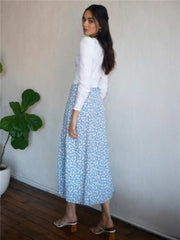 Tossy High Waist Split Out Floral Mid Skirt Women Sexy Vintage Boho A-line Skirts Slim Party Streetwear 2022 Holiday Beachwear