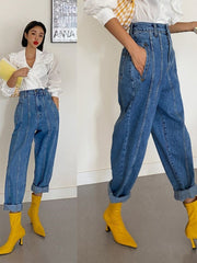 High Waist Jeans Women Harem Pants Korean Style Outfits Casual High Street Denim Trousers Pantalon Femme Vintage Jeans