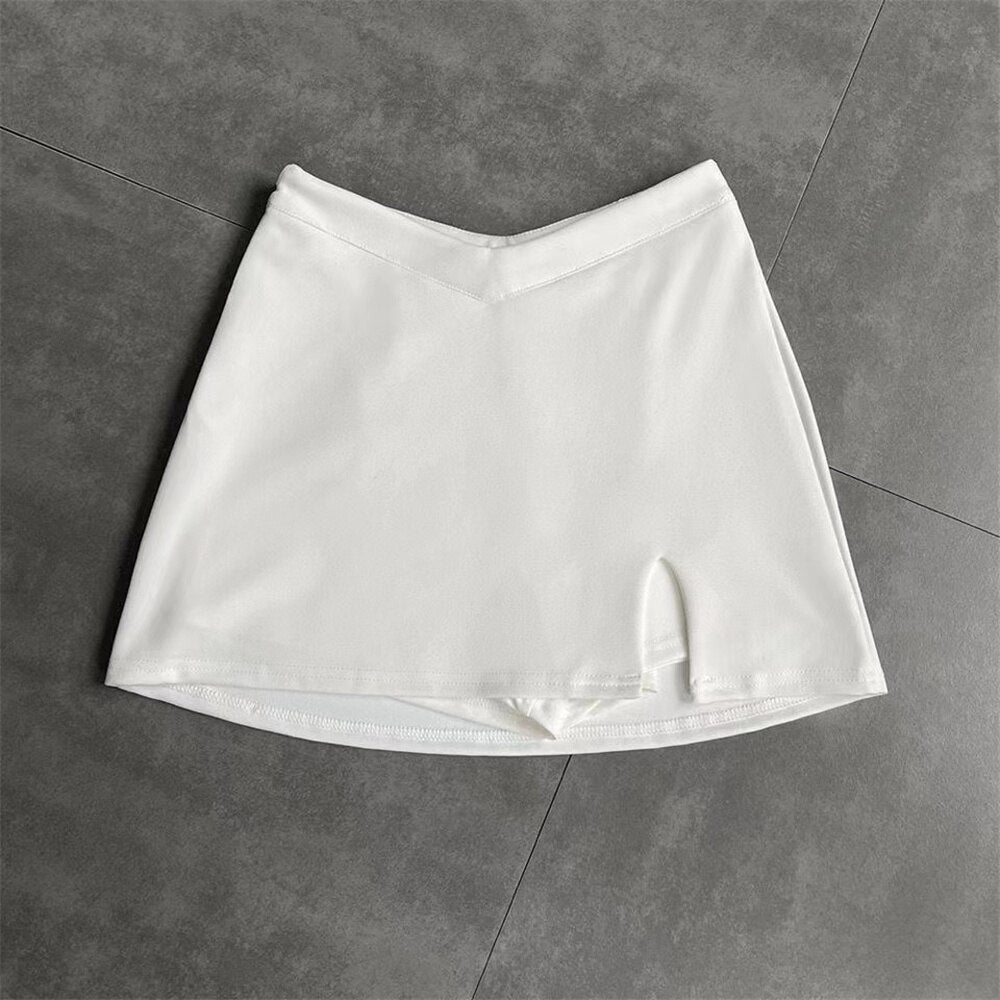 Summer 2022 casual skirt korean fashion black skirt mini V-shaped waist skirts vintage clothes short skirt split elegant skort