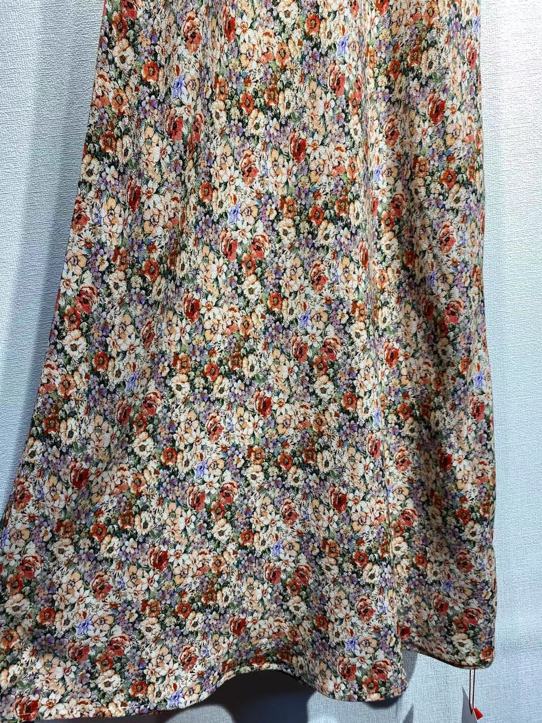 Lizakosht Women Dress Spring and Summer New Products 100% Viscose Printed Lace-up Suspender Dress Women Slim Mid-length Dress