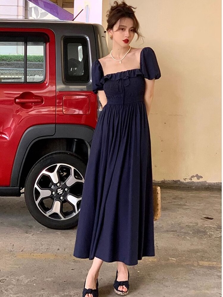 Lizakosht Midi Dress Women Summer New Fashion Elegant Casual Evening Party Korean Dresses Vintage Clothes Female Slim Vestidos