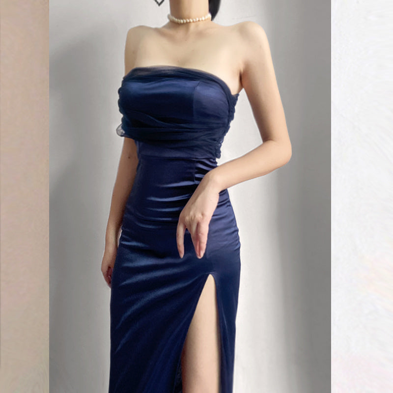 Lizakosht Fashion Tulle Wrap Chest Maxi Long Dress Royal Sister Sexy Dress Mesh Lace OL Sexy Hot Korean Dresses W7JJ