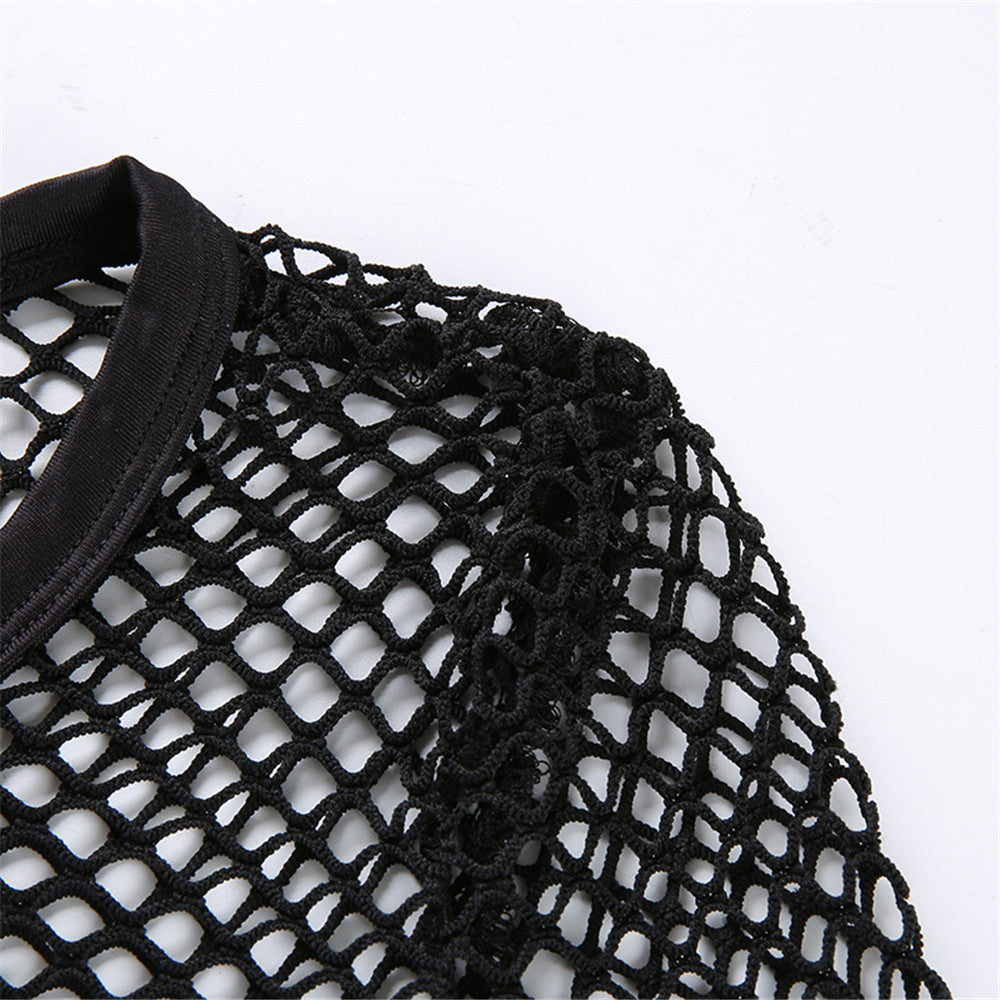 Lizakosht  Hollow Out Women Knitted T Shirts Y2K Crop Top Summer Beach Cover Up Fashion Casual Crppped Tops Tees Woman Clothes 2022