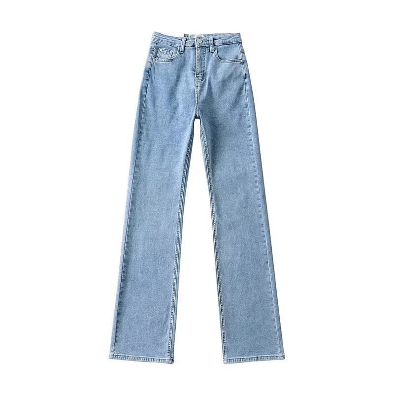Lizakosht Wide leg plush jeans for in new fashion straight tube waist slimming  mopping  micro flare pants for women bell bottoms