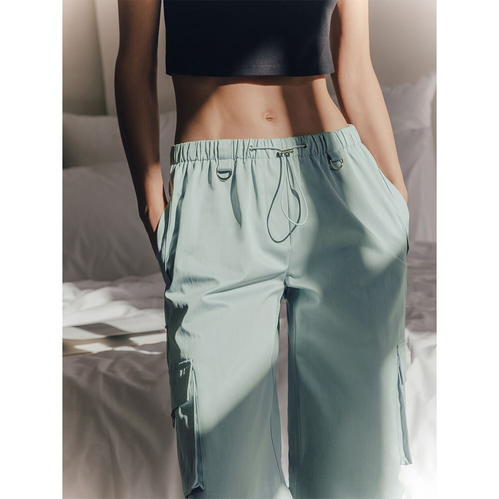 Lizakosht Large Pocket Neutral Wind Cargo Pants Women Drawstring Casual Wide Leg Pants Baggy Straight Trousers Female Clothes