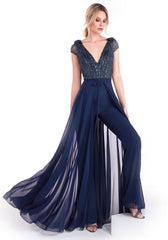 Lizakosht  Summer Women's V-neck Shine Jumpsuit