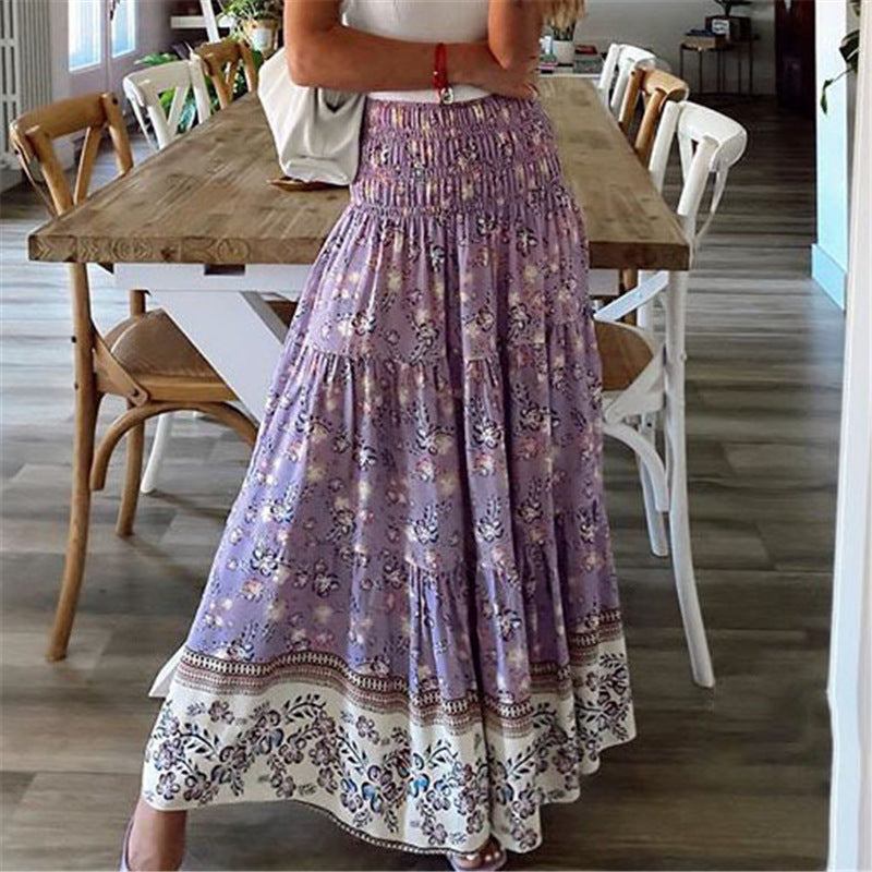 Lizakosht Sexy High Waist Boho Beach Long Skirts Womens Spring Summer Casual Bohemia Elegant Pink Maxi Skirt For Women 3xl