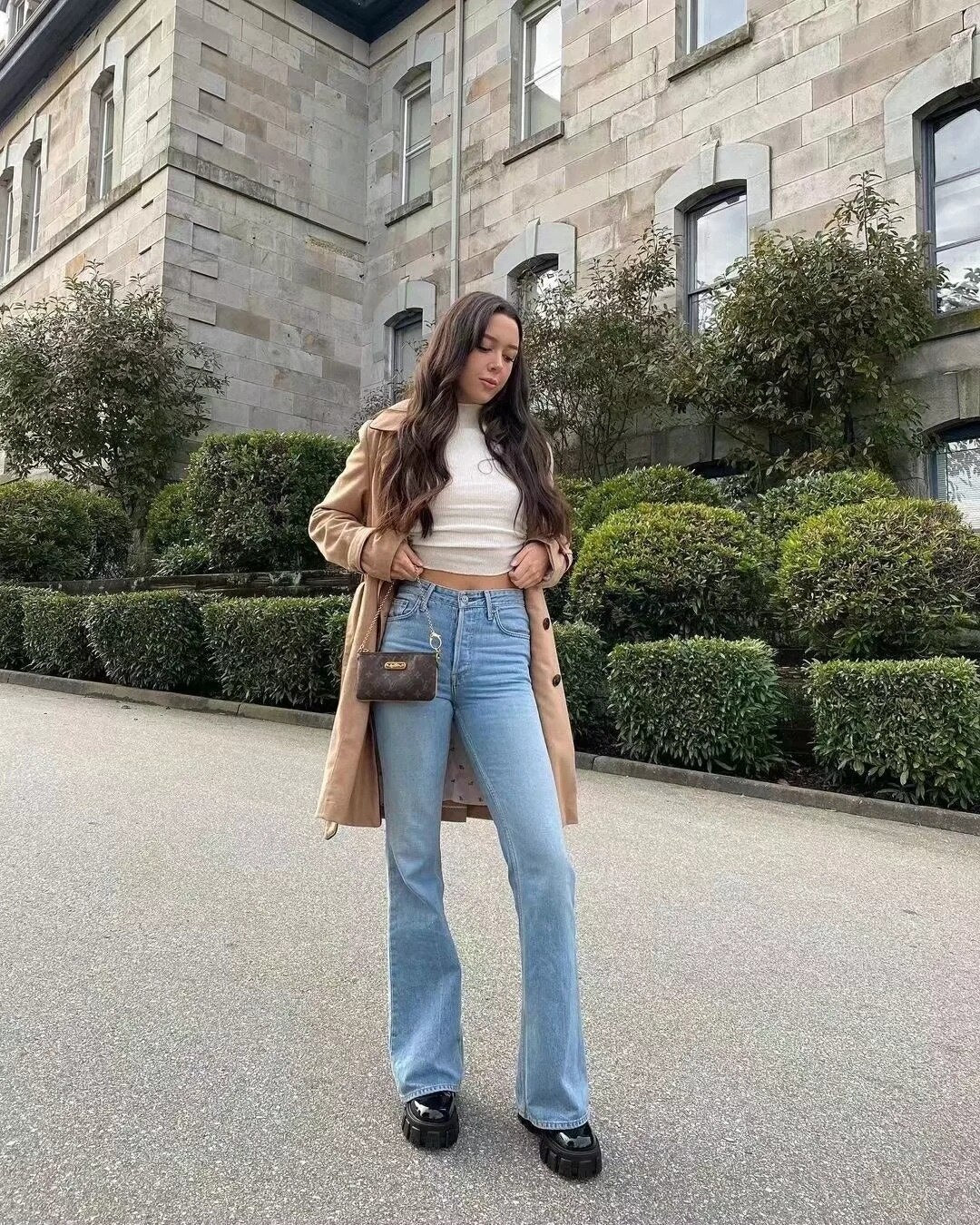 Lizakosht Wide leg plush jeans for in new fashion straight tube waist slimming  mopping  micro flare pants for women bell bottoms