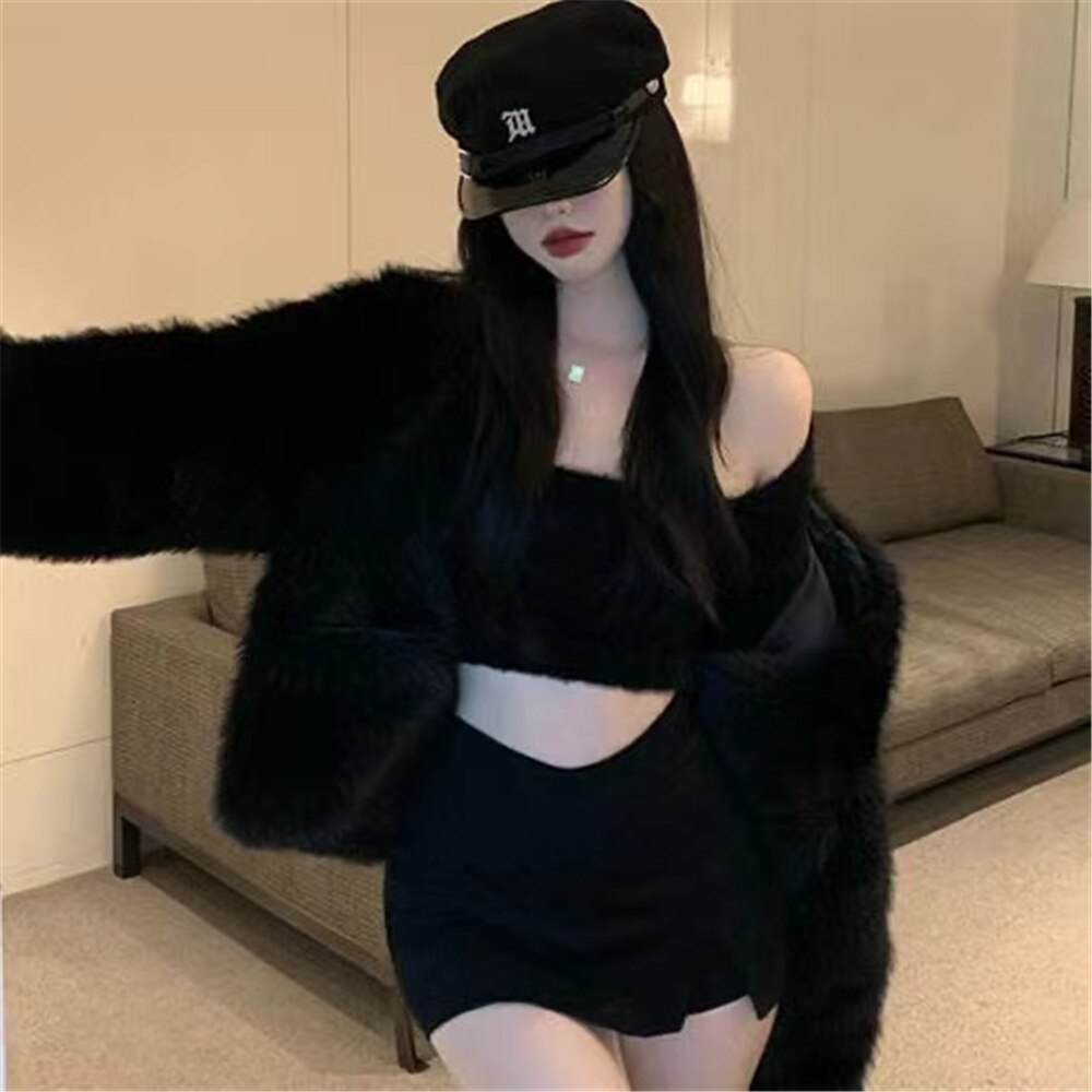 Summer 2022 casual skirt korean fashion black skirt mini V-shaped waist skirts vintage clothes short skirt split elegant skort