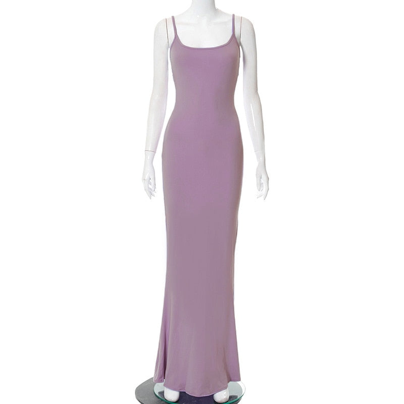 Satin Slip Sleeveless Backless Maxi Dress Women 2022 Y2k Summer Bodycon Elegant Sexy Outfits Ladies Birthday Party Club Sundress