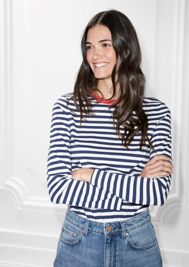 Striped Classic T-shirt Spring Autumn New Round Neck Long-sleeved Cotton Woman Tshirts Ladies Vintage Casual Tee Shirt Tops