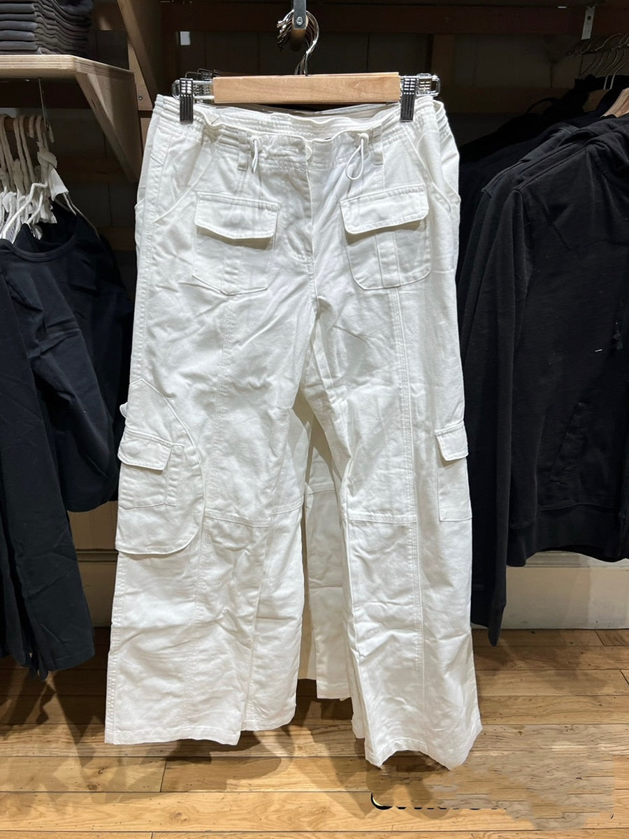 Lizakosht Vintage Casual Green Cargo Pants Women Spring Solid Adjustable Elastic High Waist Straight Pants Retro Streetwear Y2k Trousers