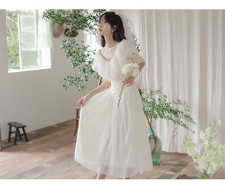 Summer Romantic Fairy Dress Woman Chic Vintage Lace Puff Sleeve Ruffles V-Neck Soft Princess Dresses Party Night Vestido Festa