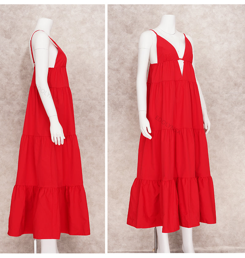 Sexy Spaghetti Strap V-Neck Sleeveless Backless Maxi Dress Summer Women Club Party Evening Dresses Vestidos Beach Cover Up A1322