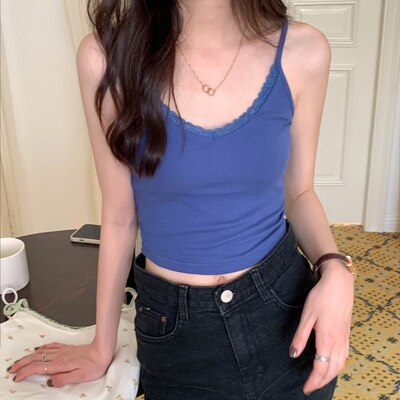 8 colors korean ins style camisole women Sexy tank top female Spring and summer sleeveless slim crop tops womens (X1361)