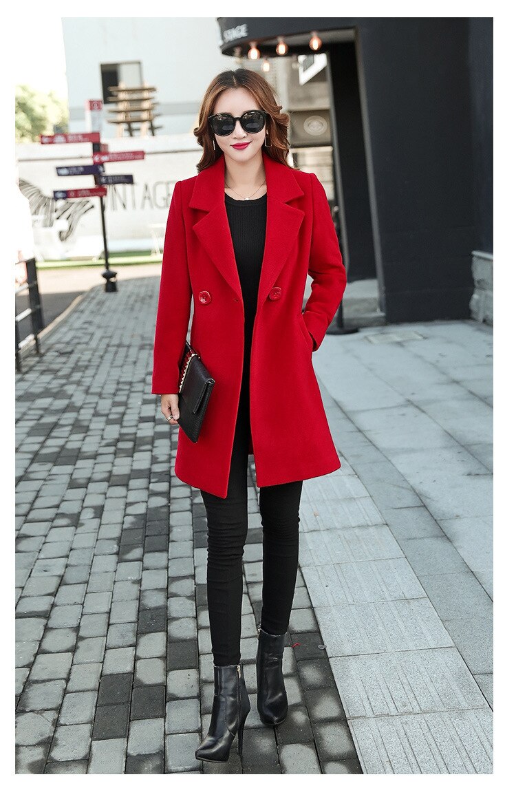 Lizakosht  fashionable mid-length woolen women's coat new product multi-grain button wish woolen coat