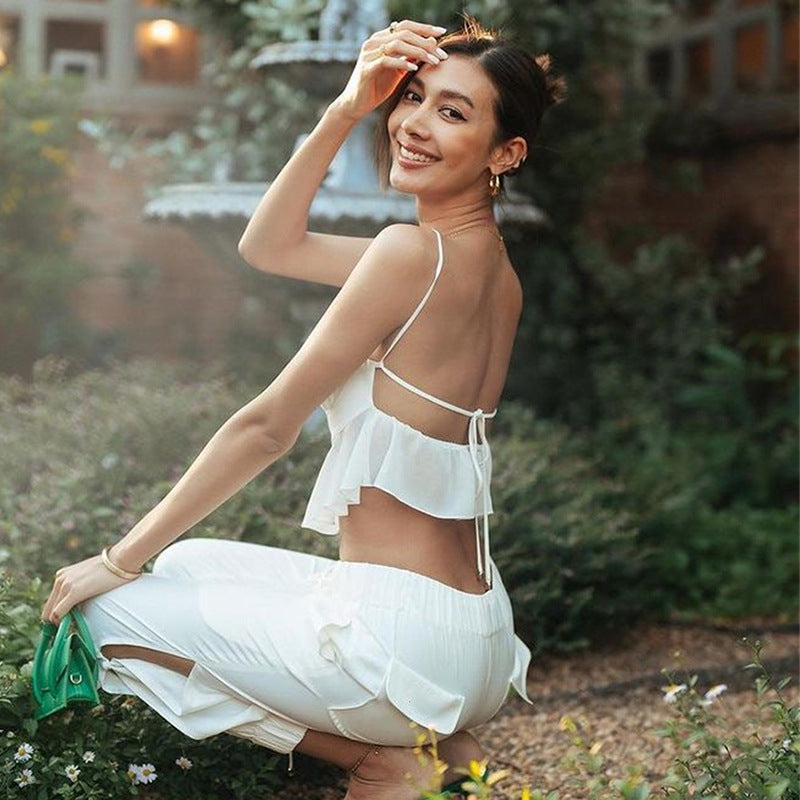 Sexy outfits for woman Summer cami top women cute sexy vintage clothes crop top slash neck pink tops white crochet top punk
