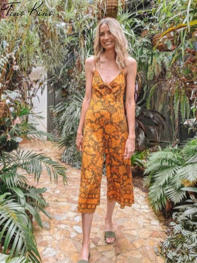 Summer Print Butterfly Romper Women's Jumpsuit Casual Spaghetti Strap Wide Leg Jumpsuits Female 2022 New Streetwear Lady Rompers