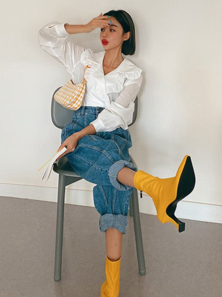 High Waist Jeans Women Harem Pants Korean Style Outfits Casual High Street Denim Trousers Pantalon Femme Vintage Jeans