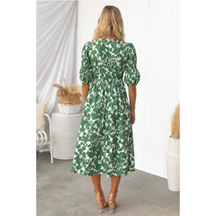 Lizakosht Summer Women Casual Slim Holiday One-piece Ruffle  Short Sleeve Mini Floral Dress Beach Outfits