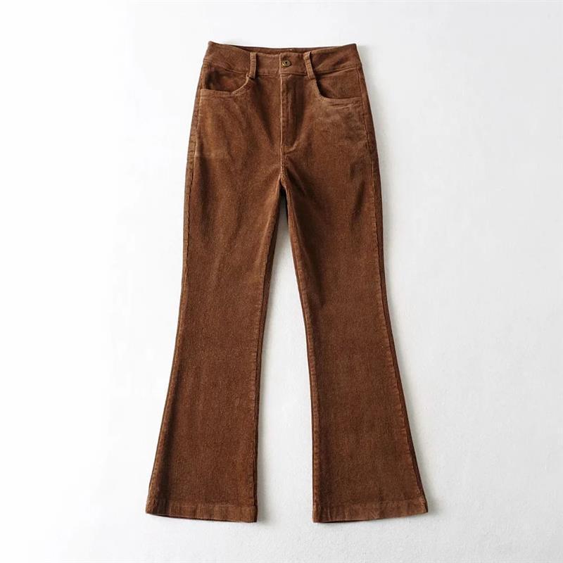 Lizakosht Corduroy Velvet Women Autumn Winter Long Pants Brown Black Casual Elegant Female Ladies Trousers