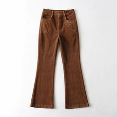 Lizakosht Corduroy Velvet Women Autumn Winter Long Pants Brown Black Casual Elegant Female Ladies Trousers