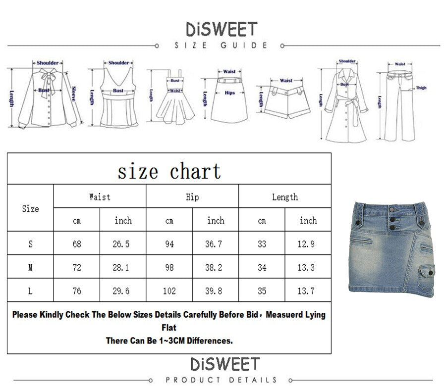Lizakosht Street Trend Irregular Women's Denim Skirt Fashion Pocket Design Gradient Color Hip Skirt Casual Women Short Skirts New