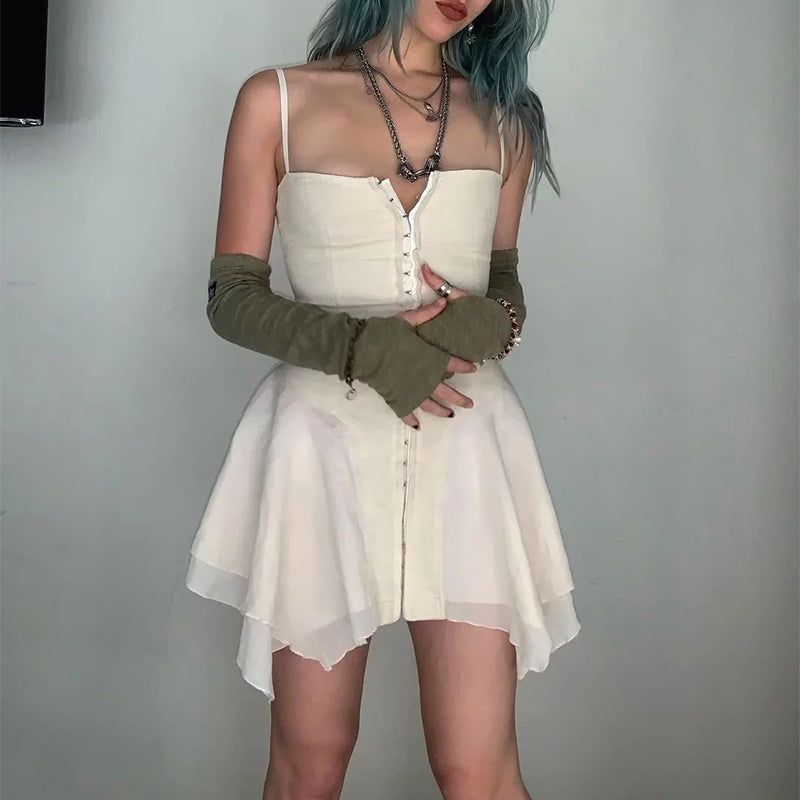 Unireal 2022 Summer Women Mini Dress Sleeveless Off Shoulder Solid White Black Sexy Beach Slip Short Dress