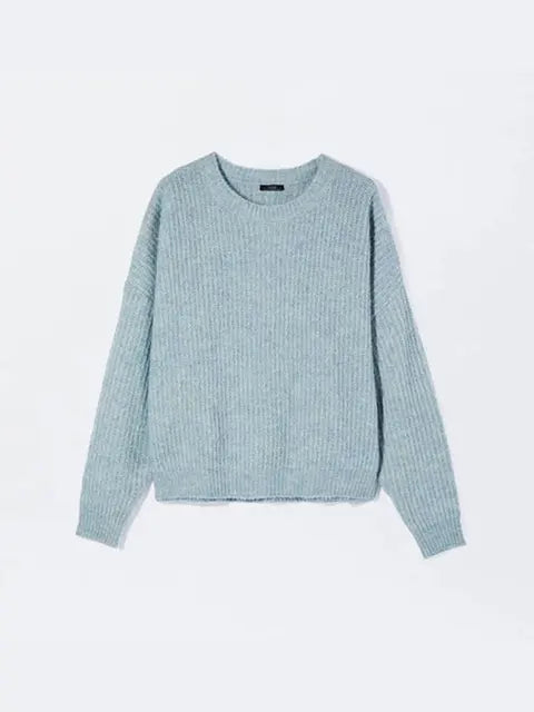 Lizakosht Solid Fashion O-neck Women Loose Knit Jumper Long Sleeve Oversize Office Female Pullover Sweater Autumn Chic Casual Knitwear Top