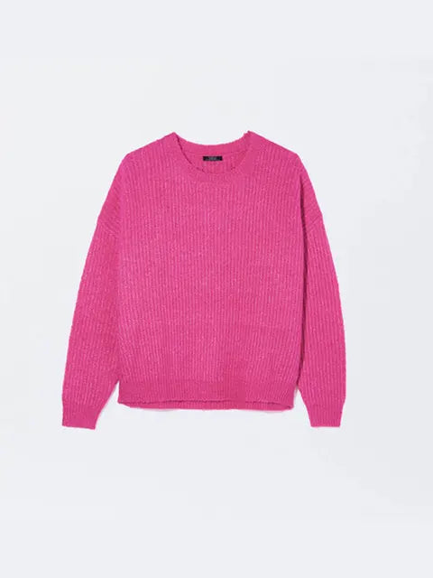 Lizakosht Solid Fashion O-neck Women Loose Knit Jumper Long Sleeve Oversize Office Female Pullover Sweater Autumn Chic Casual Knitwear Top