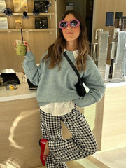 Lizakosht Solid Fashion O-neck Women Loose Knit Jumper Long Sleeve Oversize Office Female Pullover Sweater Autumn Chic Casual Knitwear Top