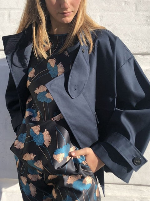 Lizakosht Solid Pocket Windbreaker Jacket Autumn Long Sleeve Fashion Elegant Office Lady Outerwear Vintage Designer Women's Short Jackets