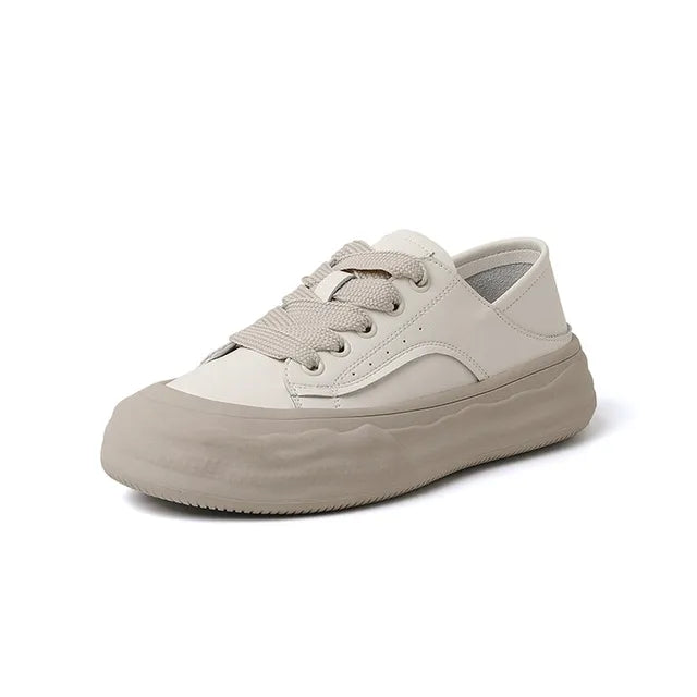 Lizakosht Spring Autumn Women Pumps Mixed Color Casual Shoes Woman Flat Shoes for Women Round Toe Platform Shoes Lace Small White Shoes