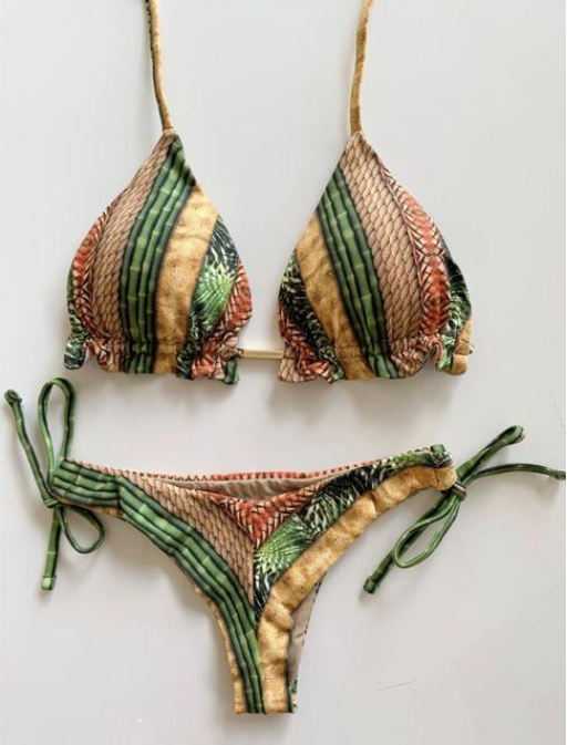 Sexy Floral Print Bikinis Striped Patchwork Swimsuit Women Bandage Bikini Set Swimwear Brazilian Beachwear New Bathing Suit