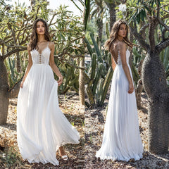 Uguest Women Maxi White Chiffon Dress A-line Spaghetti Strap Hollow Out Patchwork Empire Strapless Loose Boho Pleated Dresses