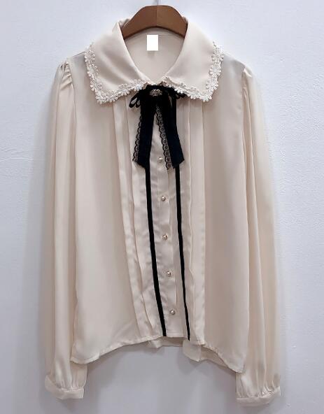 Lizakosht Spring Women's Cute Tops Preppy Style Vintage Japaneses Korea Design Button Elegant Formal Shirts Blouses Pink White 12020