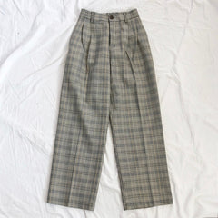 Lizakosht Spring Women Pants Plaid High Waist  Wide Leg Long Suit  Pants
