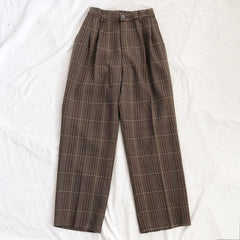 Lizakosht Spring Women Pants Plaid High Waist  Wide Leg Long Suit  Pants