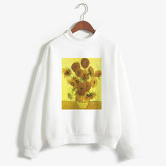 Van Gogh Print Long Sleeve Hoodies Fashion Women Clothes Femme 2021  Winter Cute Casual Sweatshirt