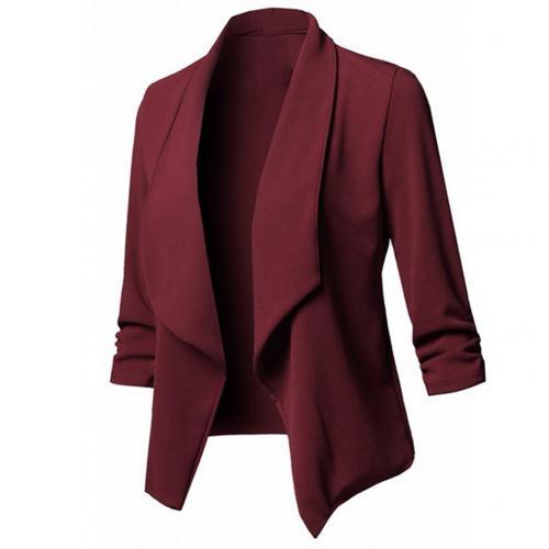 Business Office Women Blazer Solid Color Long Sleeve  Blazer Lapel Open Front Short Suit Jacket For Women's Coat